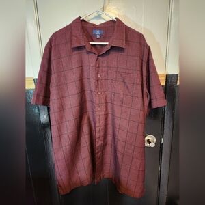 George 2XL Men's Burgundy With Black& White Plaid Shirt